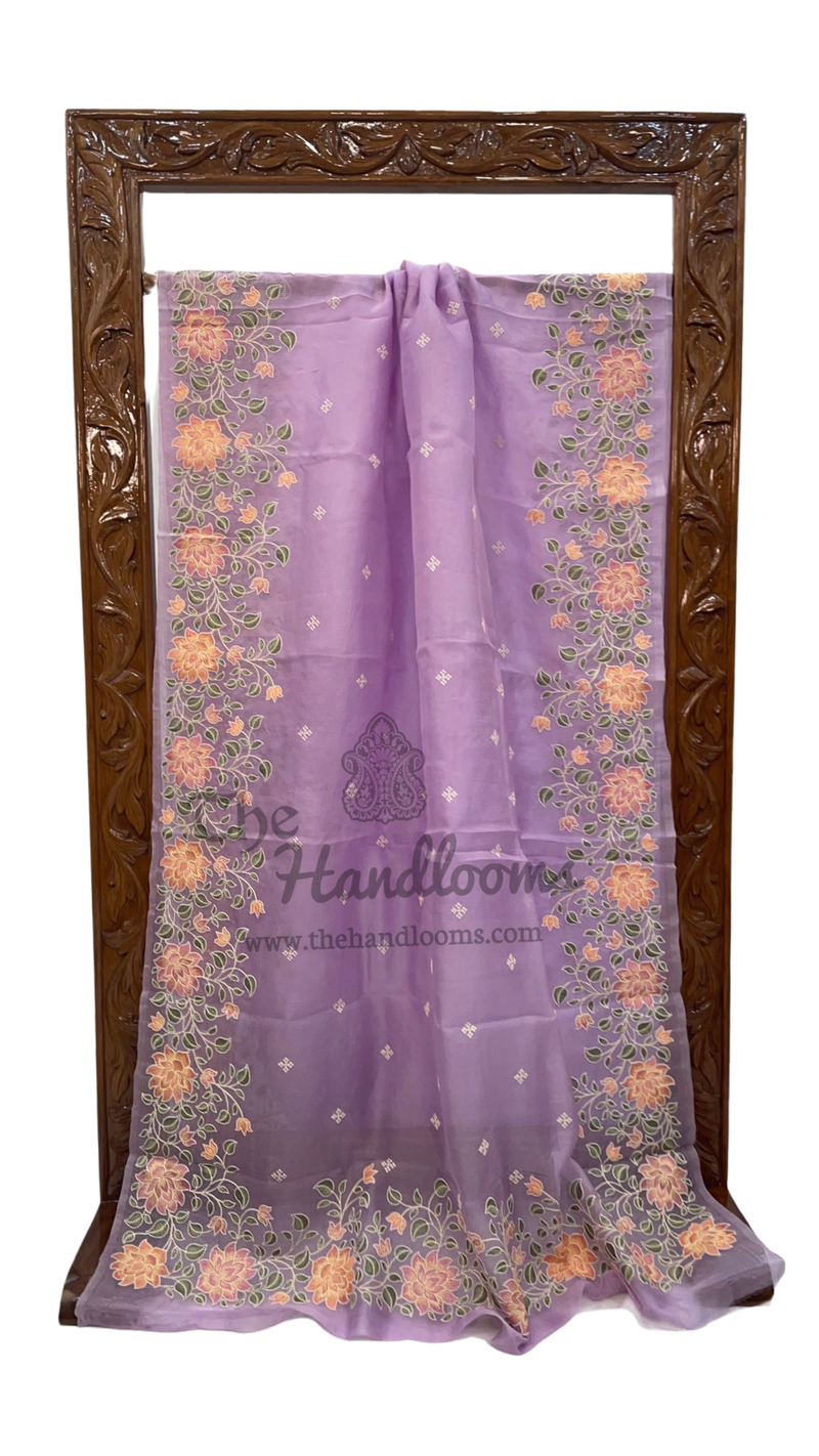 Pure Organza Chikankari Handloom Banarasi Saree - The Handlooms