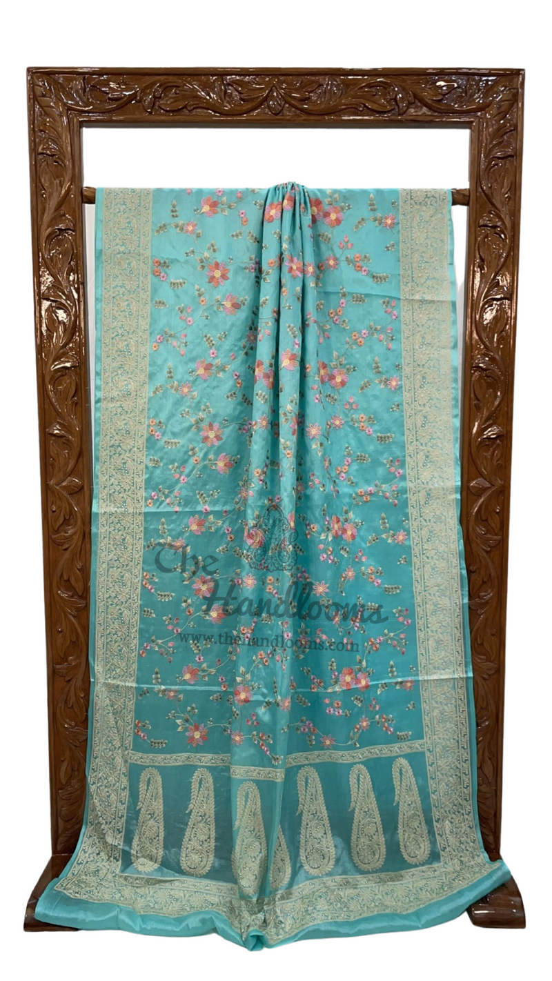 Tussar Silk Handloom Banarasi Saree With Chikankari - The Handlooms