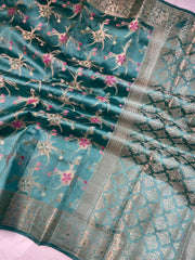 Pure Dupion Silk Banarasi Saree - Gold Zari - The Handlooms