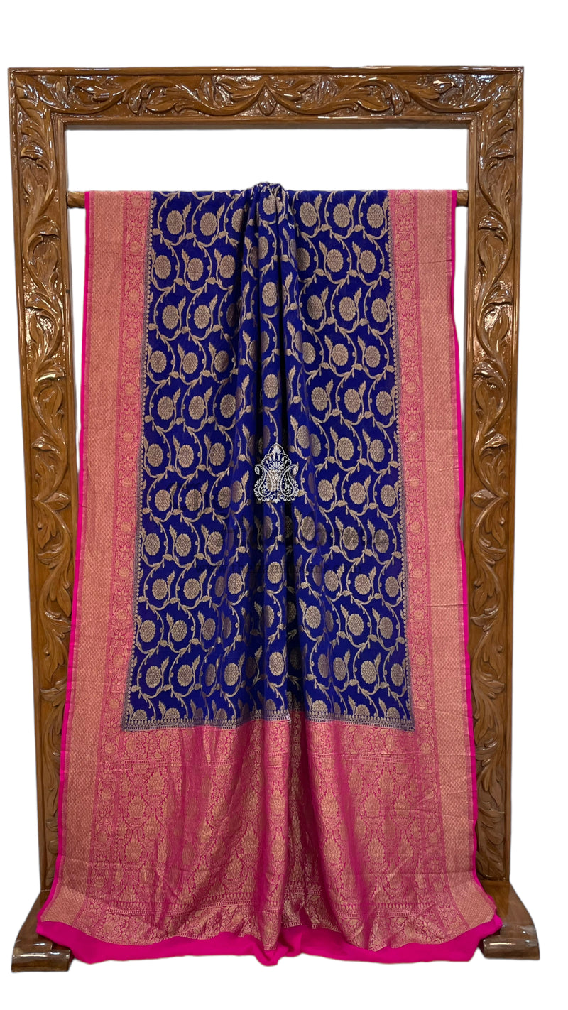 Khadki Georgette Banarasi Saree -  Antique zari - The Handlooms