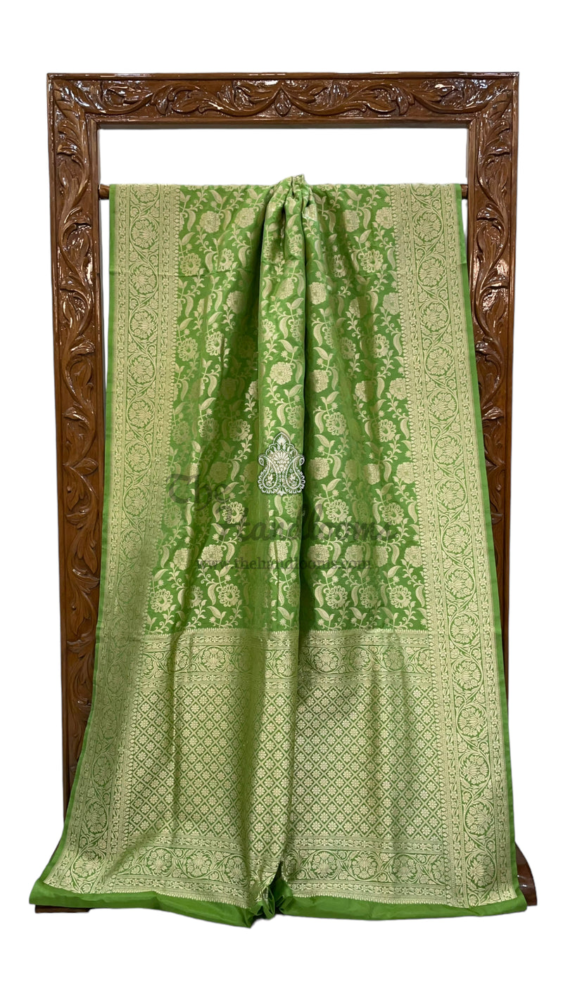 Pure Katan Silk Banarasi Handloom Saree - All Over Jaal Work - The Handlooms