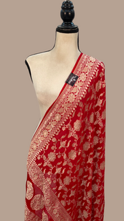 Pure Khaddi Georgette Dupatta - water zari - The Handlooms