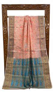 Tussar Silk Handloom Banarasi Saree With Chikankari - The Handlooms