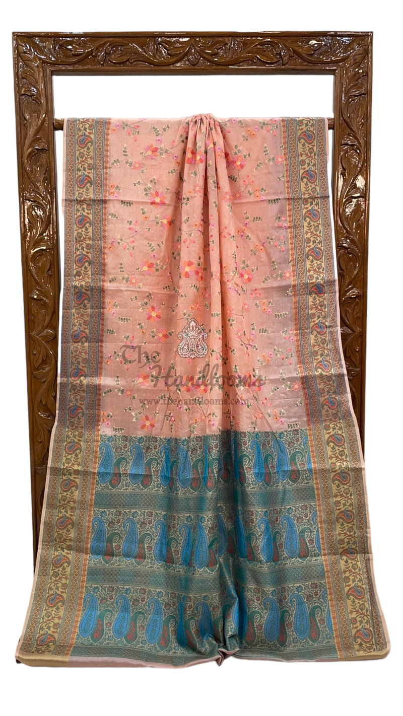 Tussar Silk Handloom Banarasi Saree With Chikankari - The Handlooms