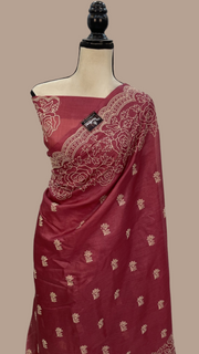 Tussar Silk Handloom Banarasi Saree With Chikankari - The Handlooms