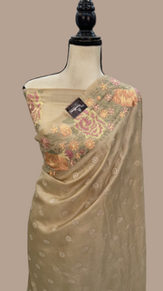 Tussar Silk Handloom Banarasi Saree With Chikankari - The Handlooms