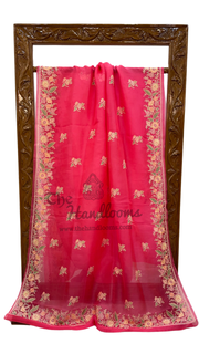 Pure Organza Chikankari Handloom Banarasi Saree - The Handlooms