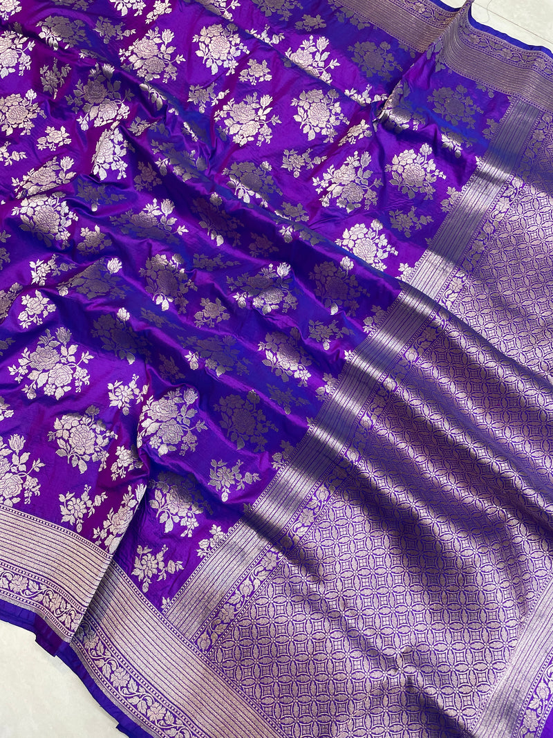 Pure Katan Silk Banarasi Handloom Saree - All over Jaal work - The Handlooms
