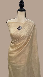 Tussar Silk Handloom Banarasi Saree With Chikankari - The Handlooms