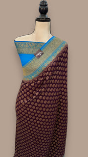 Khaddi Georgette Handloom Banarasi Saree -  Antique zari - The Handlooms