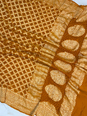 Pure Georgette Banarasi Bandhej Handloom Dupatta - The Handlooms