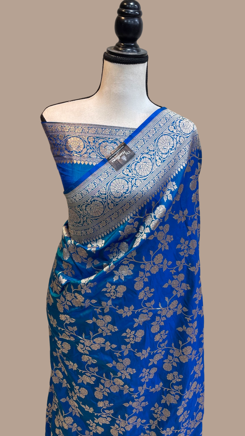 Pure Katan Silk Banarasi Handloom Saree - All Over Jaal Work - The Handlooms