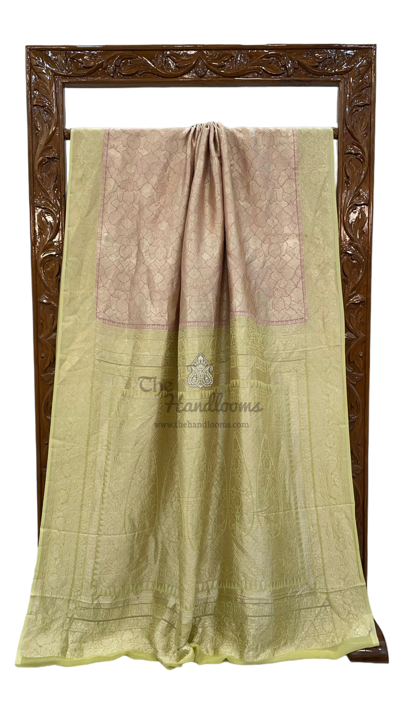 Khaddi Georgette Handloom Banarasi Saree - Tanchui Brocade - The Handlooms