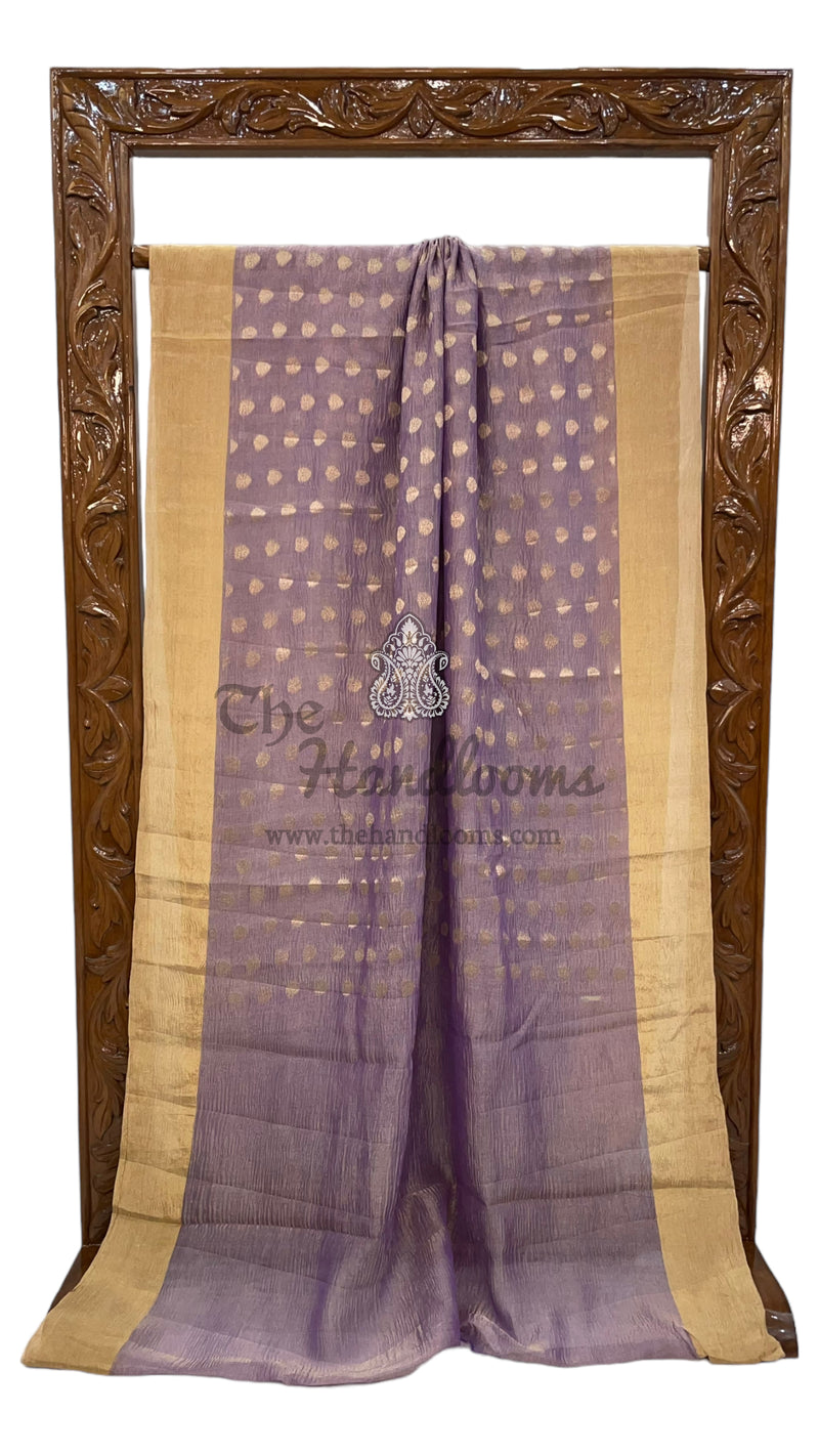 Pure Kora Tissue Crush Handloom Banarasi Saree - The Handlooms