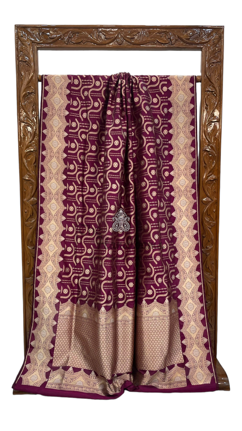 Pure Katan Silk Banarasi Handloom Saree - All over Sona Roopa Jaal work - The Handlooms