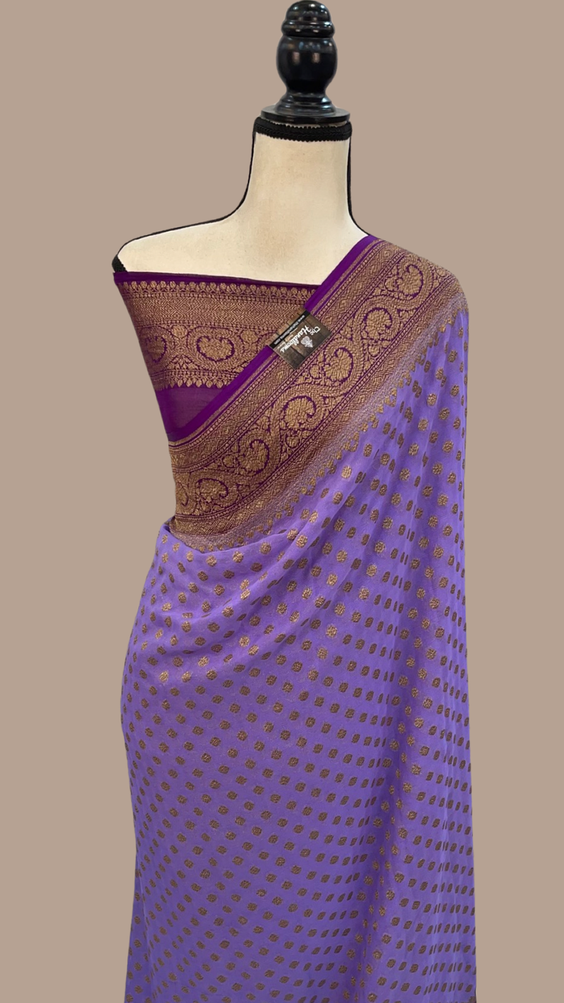 Khaddi Georgette Banarasi Saree -  Antique zari - The Handlooms