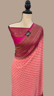 Khaddi Georgette Handloom Banarasi Saree -  Antique zari - The Handlooms
