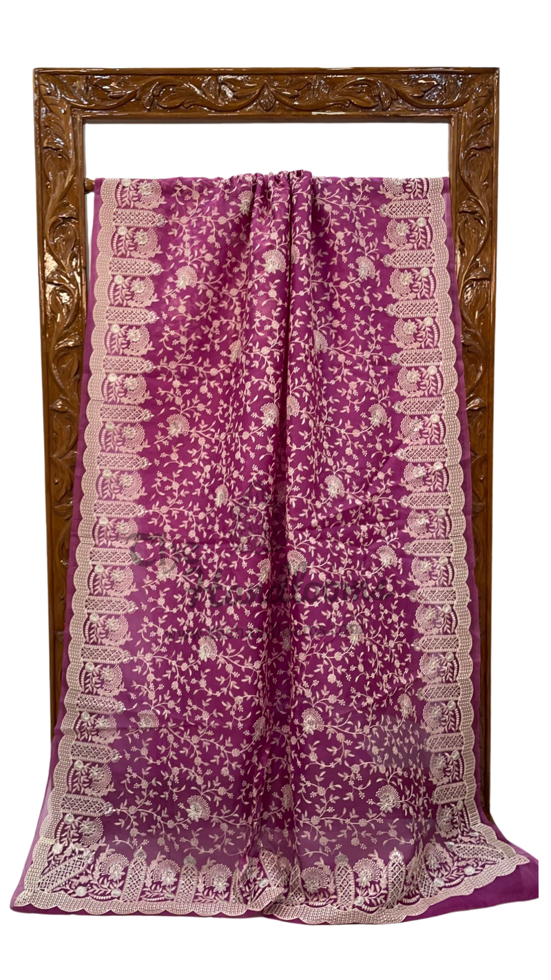 Organza Chikankari Handloom Banarasi Saree - The Handlooms
