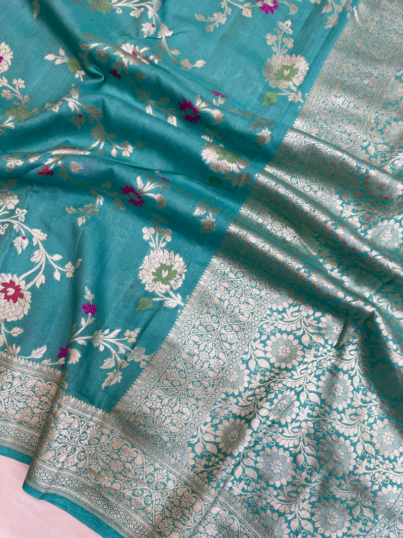 Pure Tussar Georgette Handloom Banarasi Saree - Tilfi - The Handlooms
