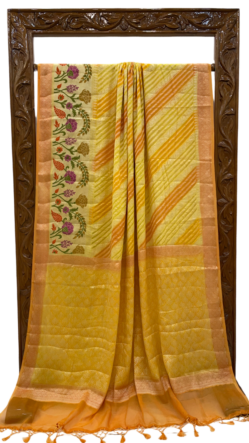Pure Chiffon Khaddi Banarasi Saree - The Handlooms