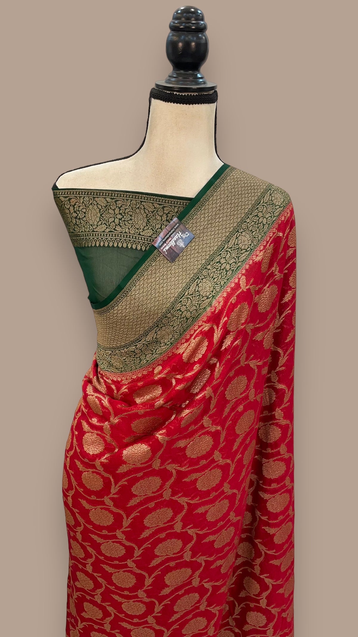 Pure Khaddi Georgette Handloom Banarasi Saree - Antique Zari