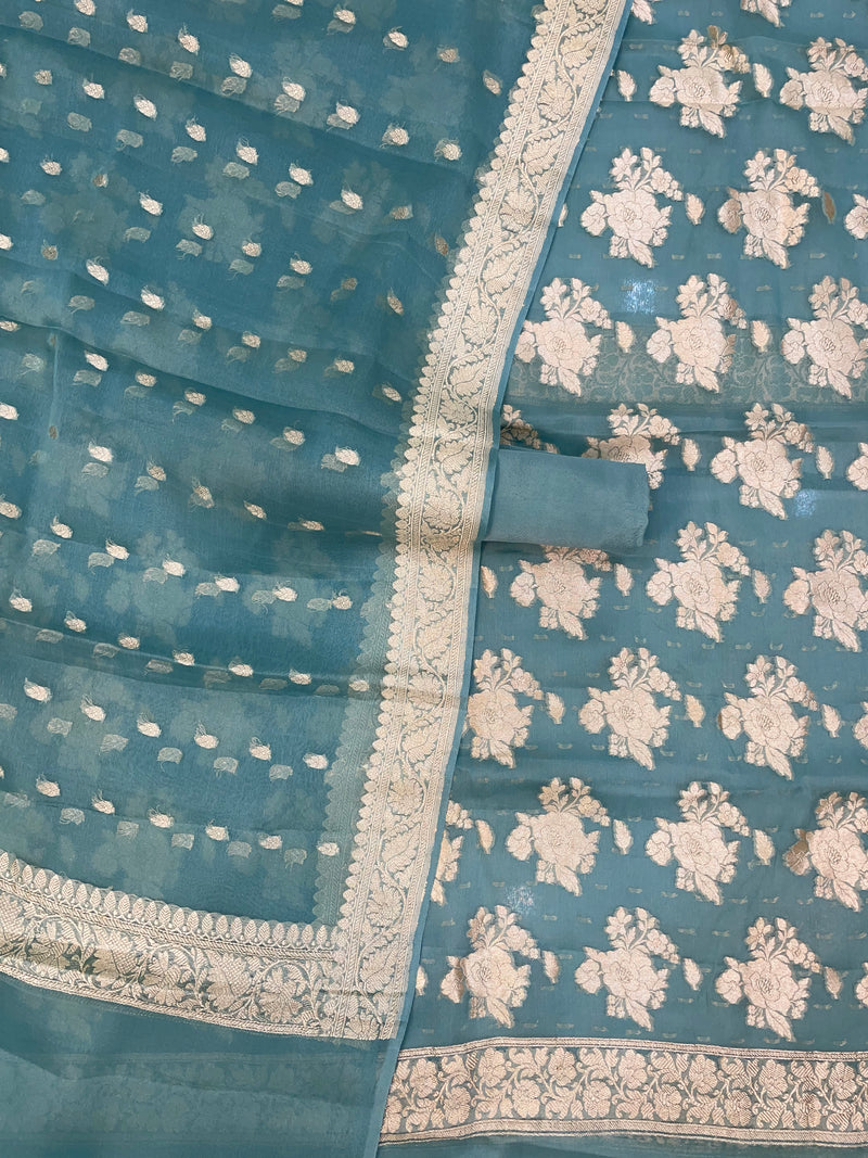 Khaddi Georgette Banarasi Dress material - The Handlooms