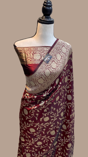 Pure Katan Silk Banarasi Handloom Saree - All Over Jaal Work - The Handlooms