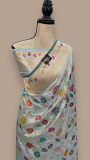 Ektara Pure Katan Silk Banarasi Handloom Saree - All over kadiyal Jaal work - The Handlooms