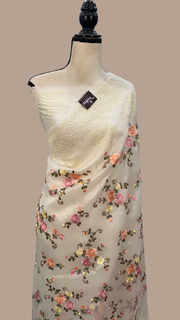 Organza Chikankari Handloom Banarasi Saree - The Handlooms