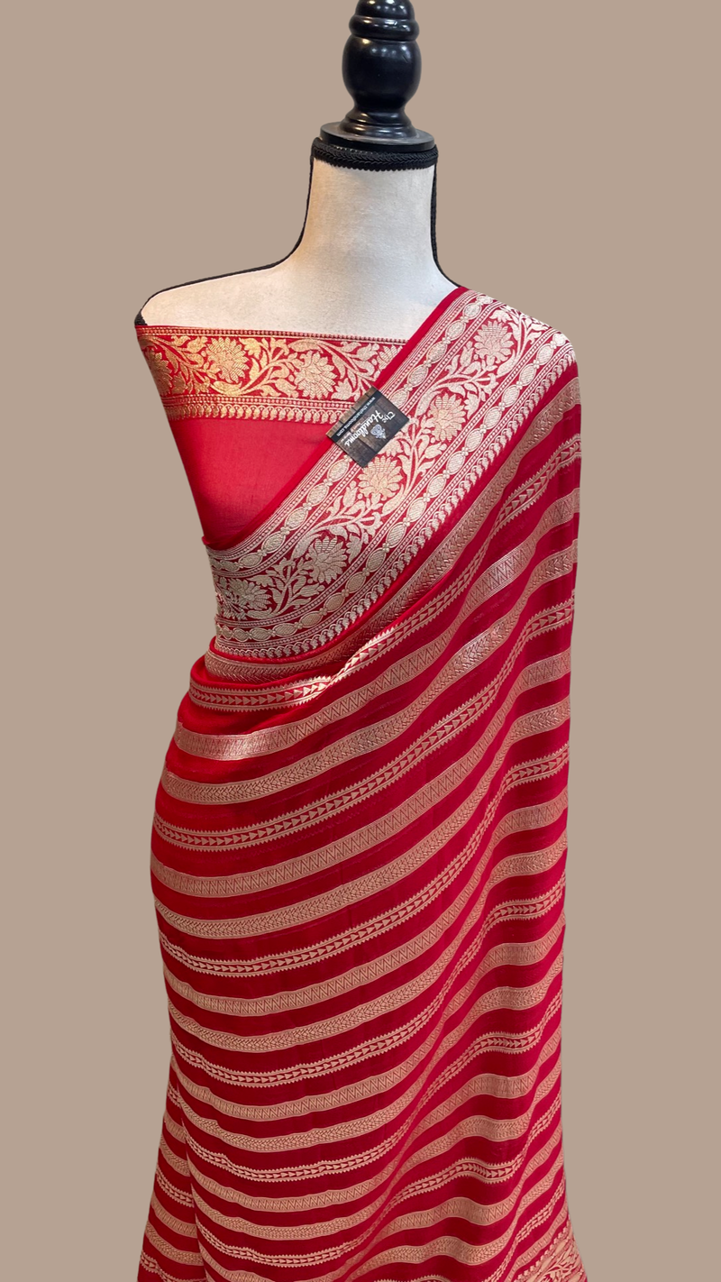 Khaddi Georgette Handloom Banarasi Saree - The Handlooms