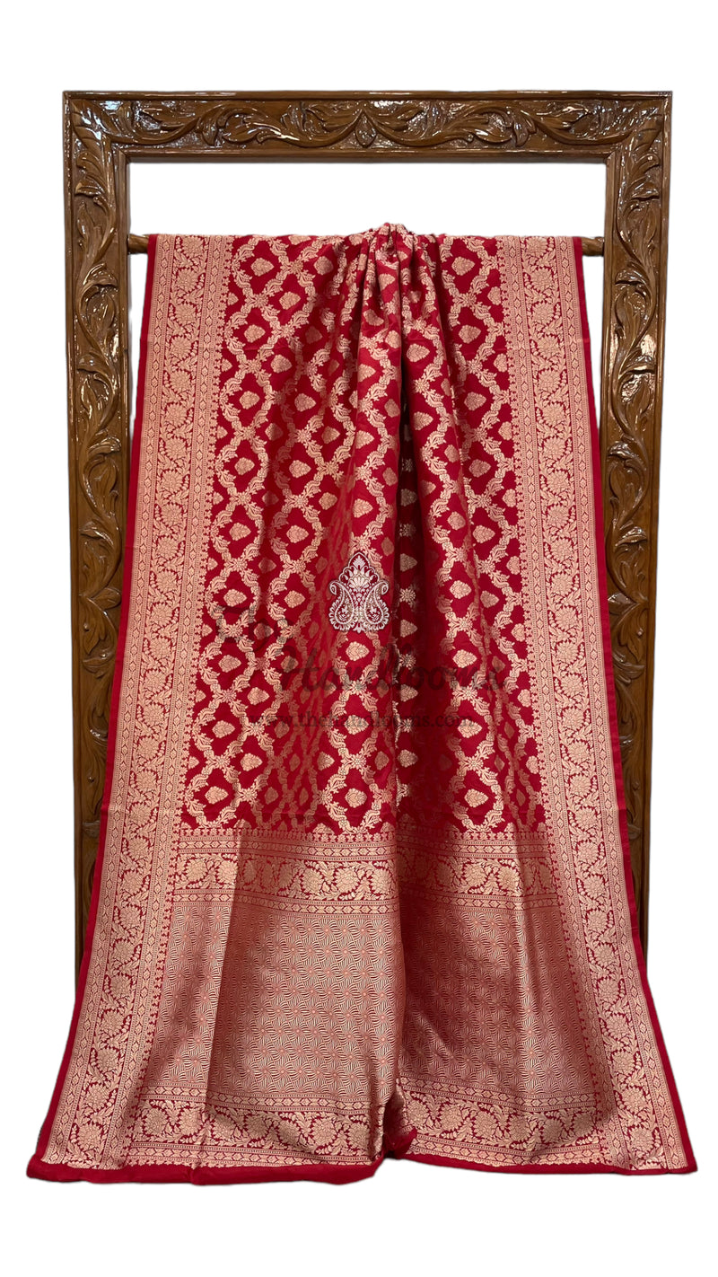 Pure Katan Silk Banarasi Handloom Saree - All Over Jaal Work - The Handlooms