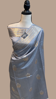 Pure Chiniya Silk Khaddi Handloom Banarasi Saree - The Handlooms