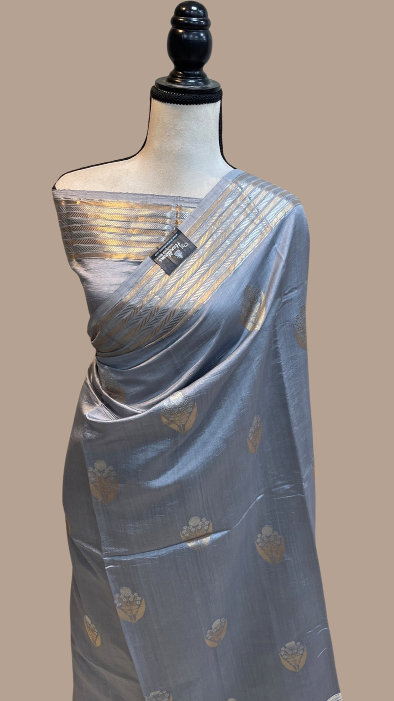 Pure Chiniya Silk Khaddi Handloom Banarasi Saree - The Handlooms
