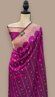 Purple Pure Katan Silk Banarasi Handloom Saree - The Handlooms