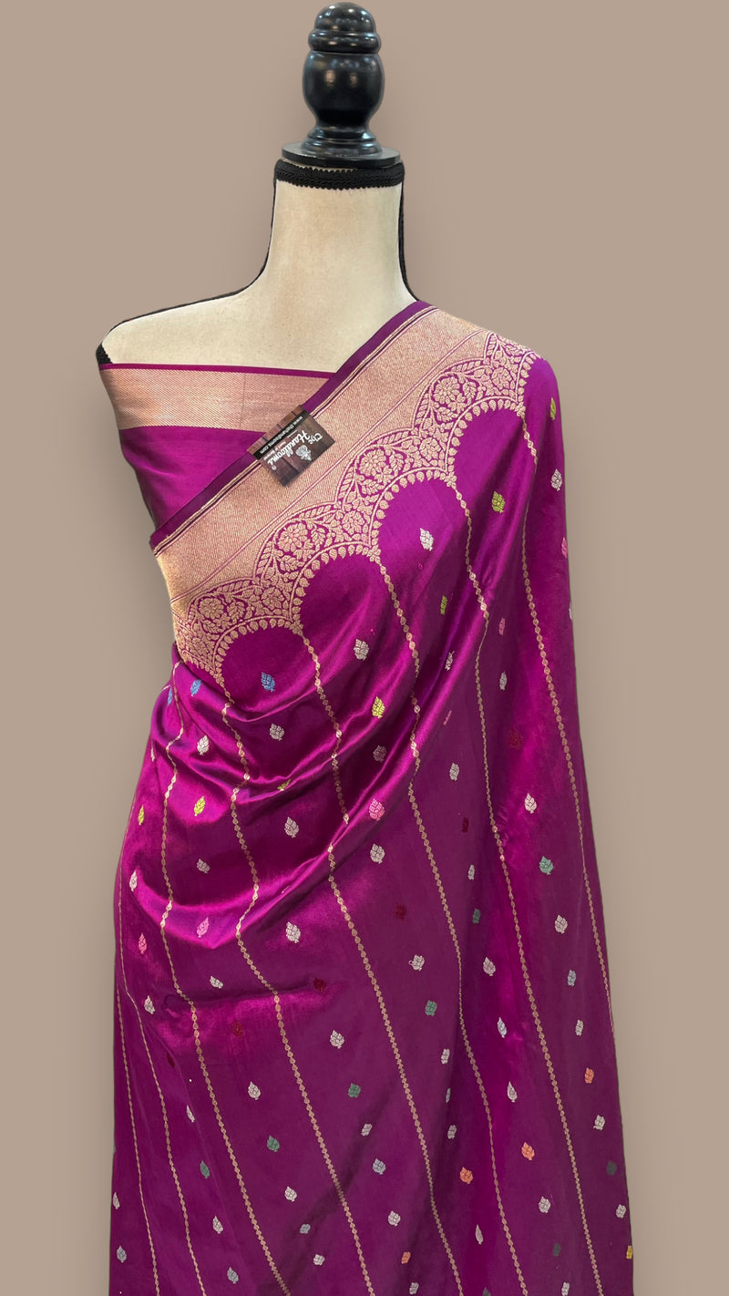 Purple Pure Katan Silk Banarasi Handloom Saree - The Handlooms