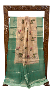 Pure Chiniya Silk Digital Print Handloom Banarasi Saree - The Handlooms