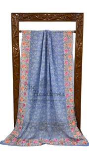 Pure Georgette Chikankari Handloom Banarasi Saree - The Handlooms