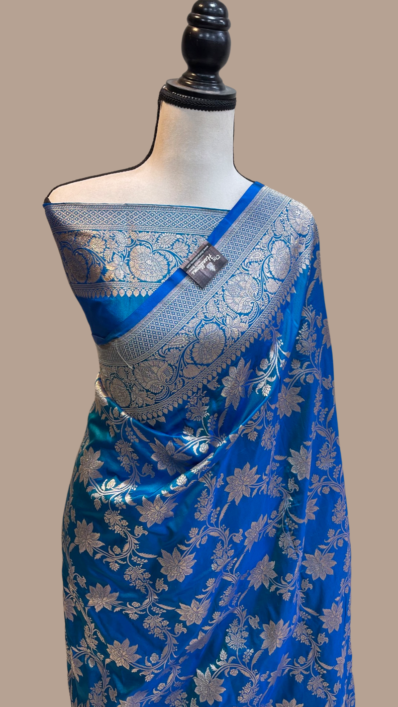 Pure Katan Silk Banarasi Handloom Saree - All Over Jaal Work - The Handlooms