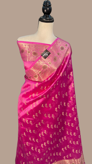 Pure Dupion Silk Banarasi Saree - Gold Zari - The Handlooms
