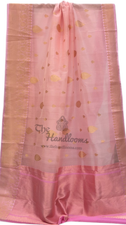 Pure Kora Silk Handloom Banarasi Saree with Katan Silk Border - The Handlooms