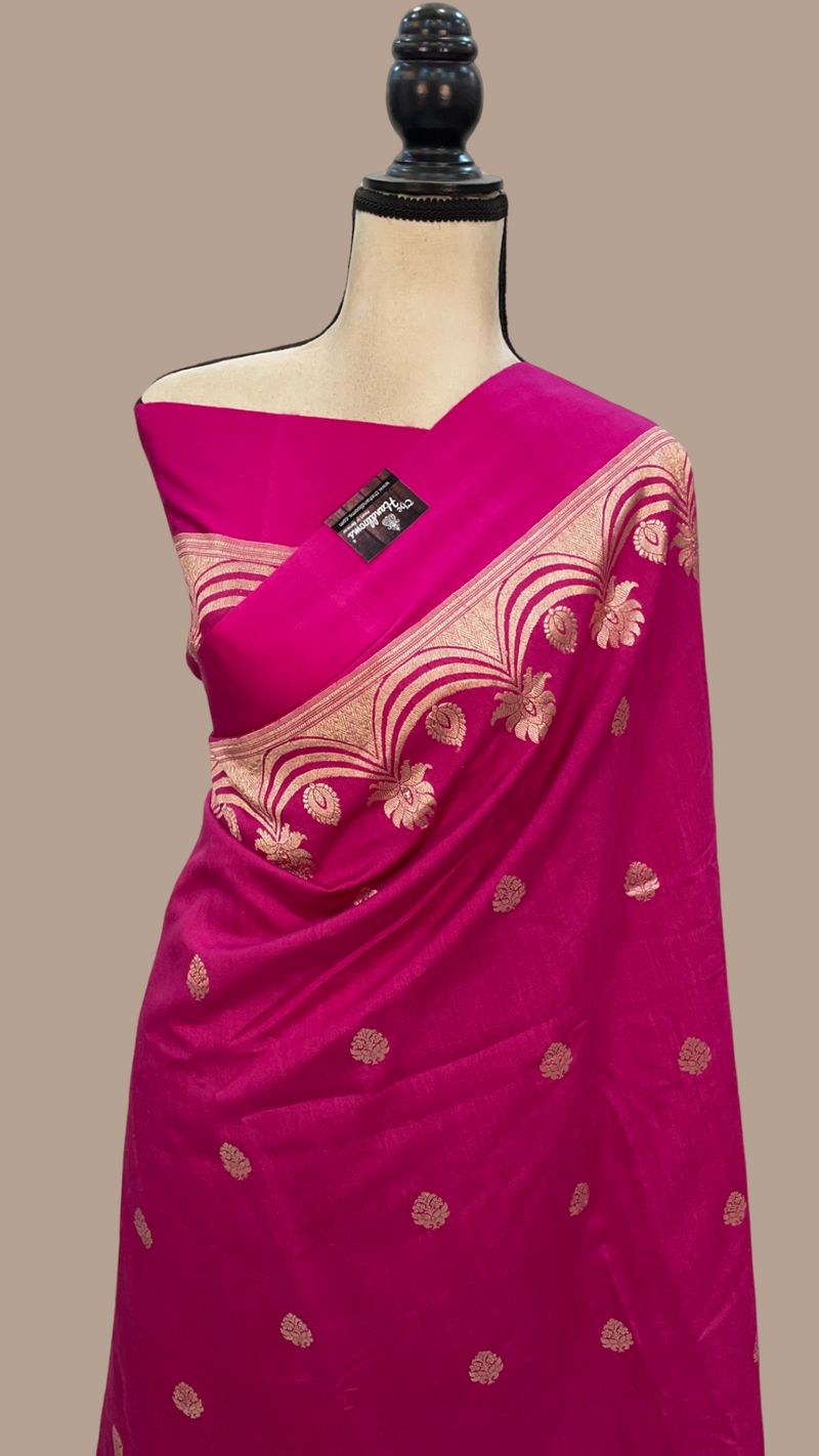 Pure Moonga Khaddi Handloom Banarasi Saree - The Handlooms