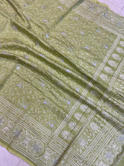 Pure Chiniya Silk Handloom Banarasi Saree With Chikankari - The Handlooms