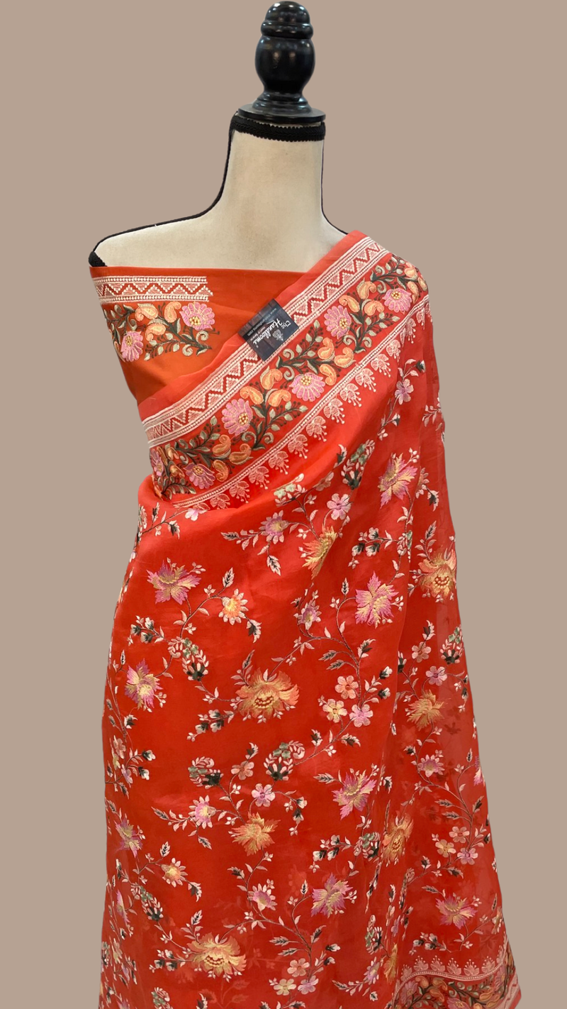 Organza Chikankari Handloom Banarasi Saree - The Handlooms