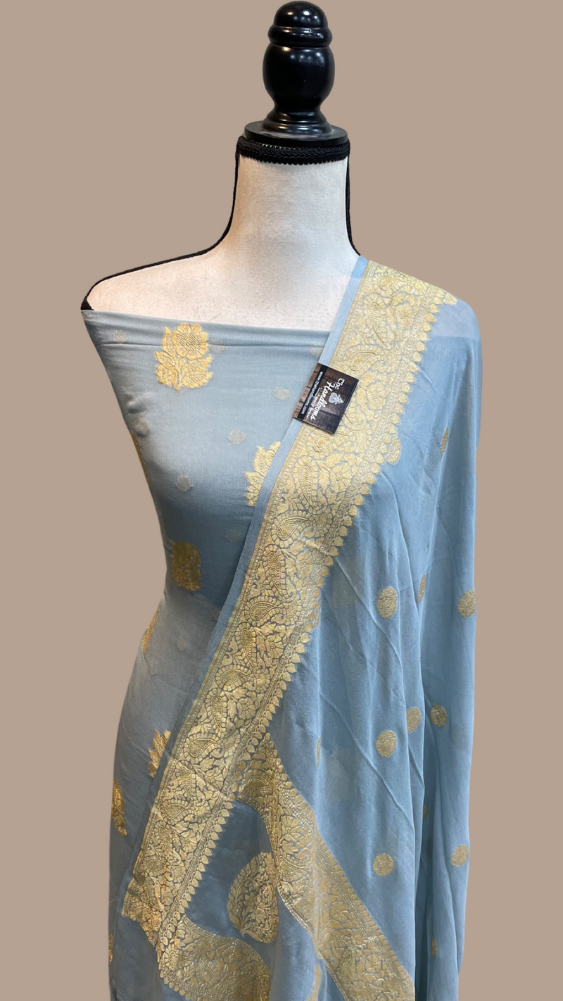 Pure Khaddi Georgette Banarasi Dress material - The Handlooms