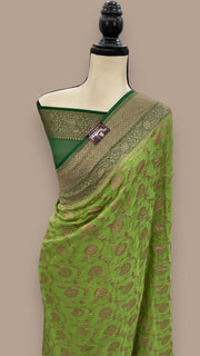 Khaddi Georgette Banarasi Saree -  Antique zari - The Handlooms