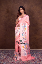 Pure Tussar Georgette Handloom Banarasi Saree - Paithani Border - The Handlooms