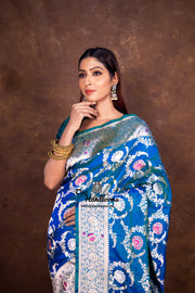 Pure Katan Silk Banarasi Handloom Saree - All over Jaal work with Meenakari - The Handlooms