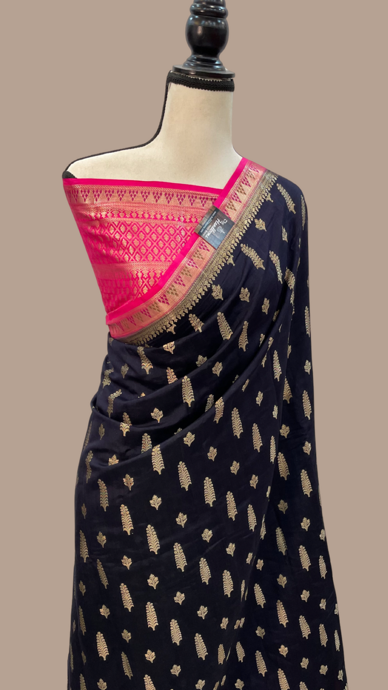 Pure Dupion Silk Banarasi Saree - Gold Zari - The Handlooms