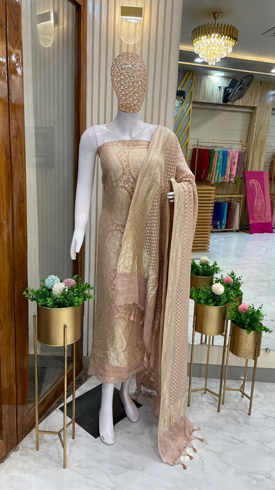 Khaddi Georgette Handlooms Banarasi Dress material Hn