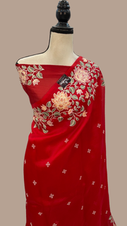 Pure Organza Chikankari Handloom Banarasi Saree - The Handlooms